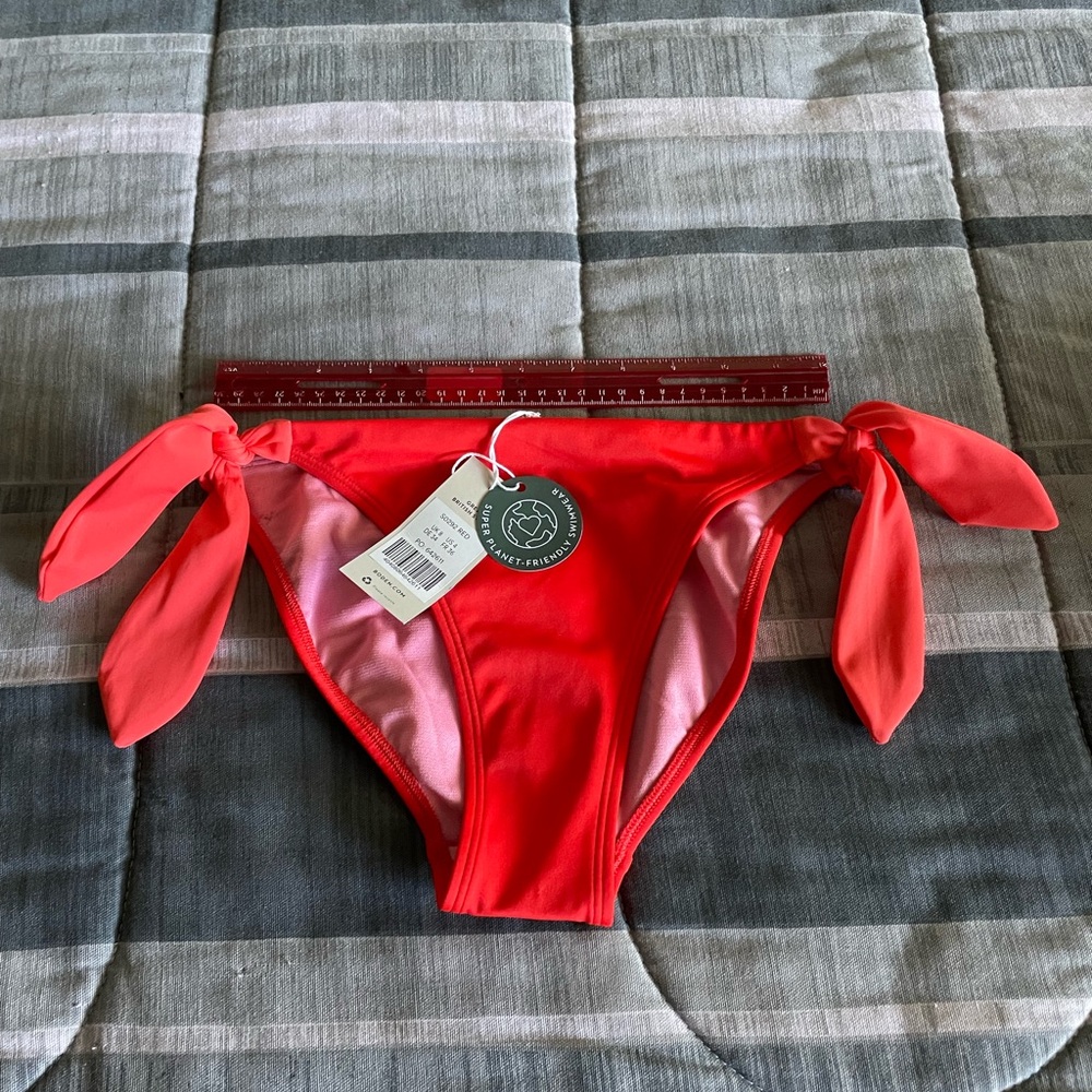 Boden Wide-Tie String Bikini in Orange Colorblock size 2.